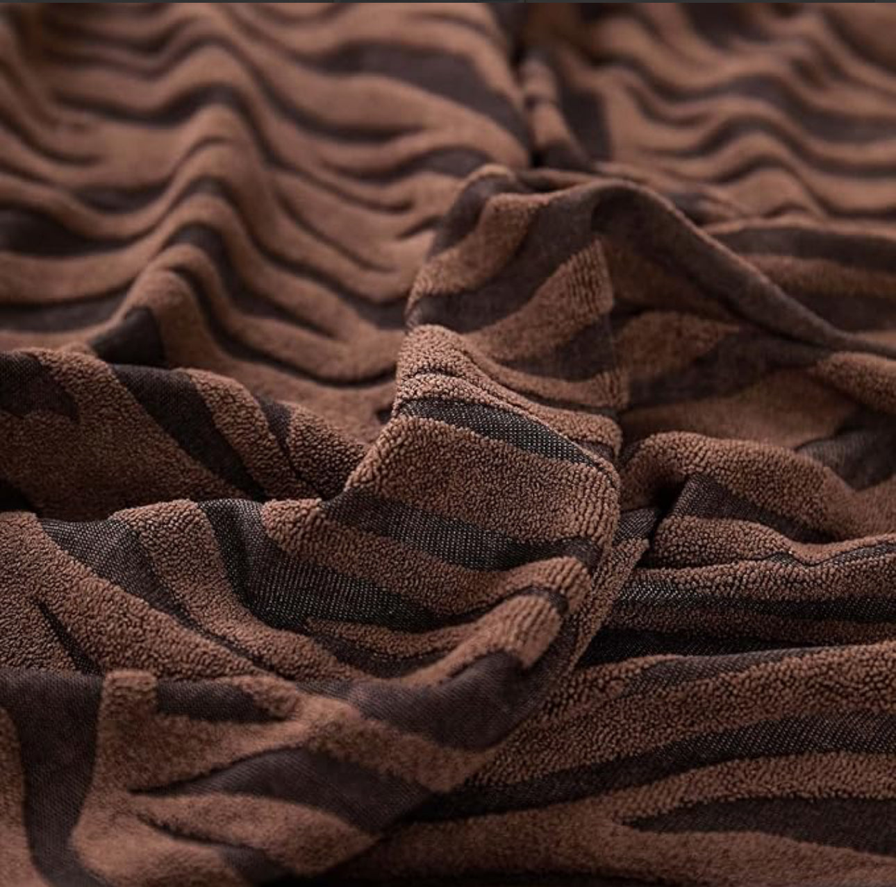 Zebra Style Velvet Sofa Cover (Brown)