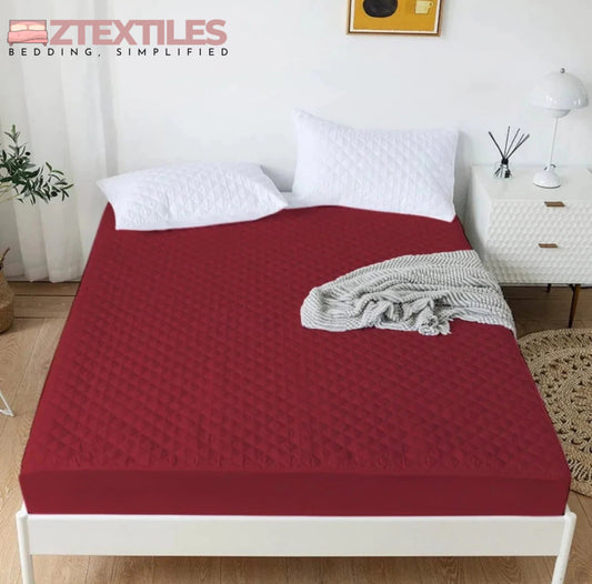 Premium Quilted Waterproof Mattress Protector King Size Mehroon Color
