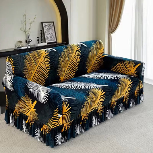 Printed Jersey Fabric Sofa Cover – Stylish & Comfortable (Leaf Design)