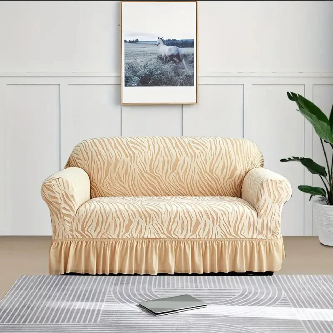 Zebra Style Velvet Sofa Cover (Skin)