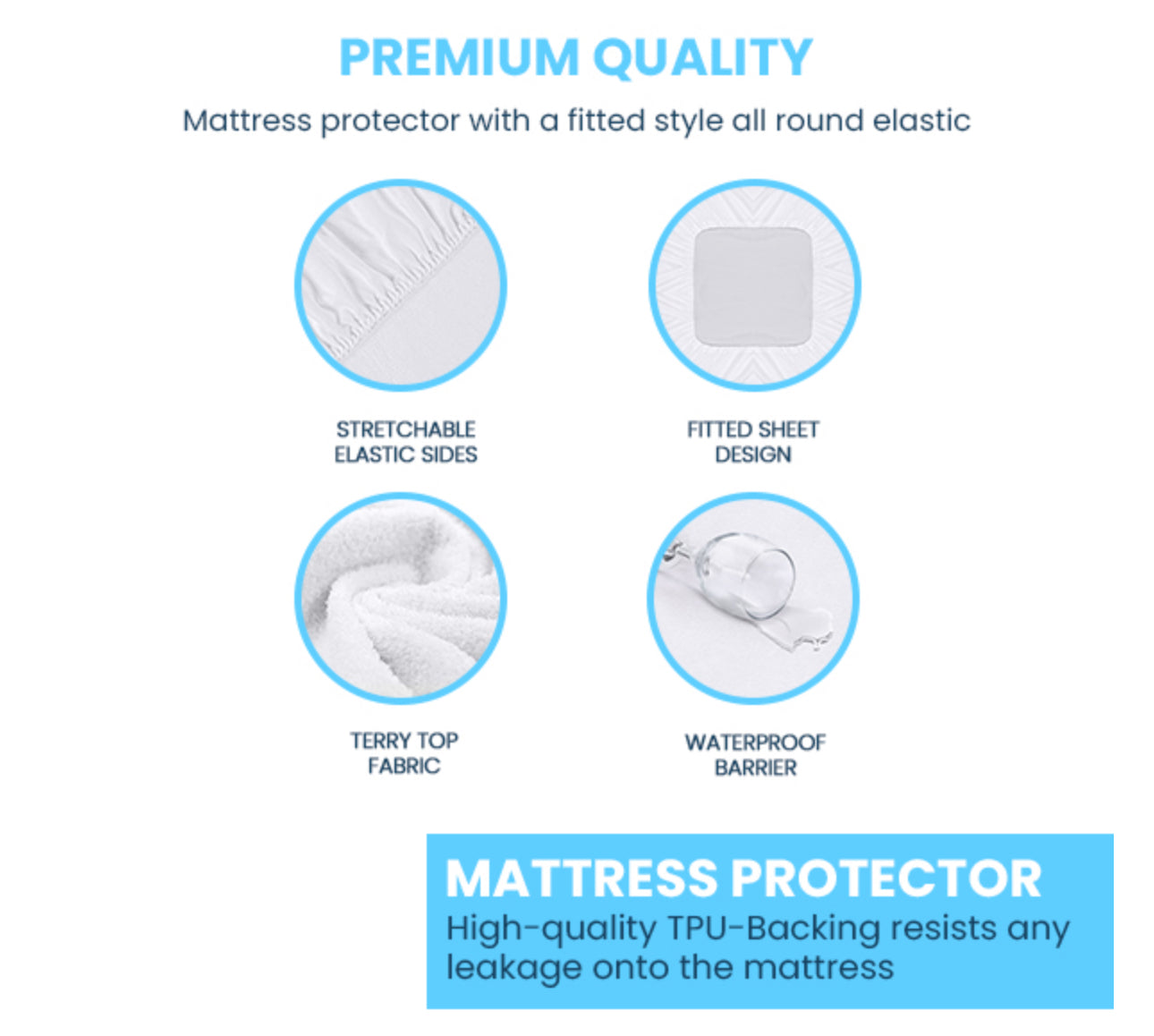 Premium Quilted 3-Piece Waterproof Fitted Bed Sheet Set – King Size with 2 Pillow Covers (SKU P6)
