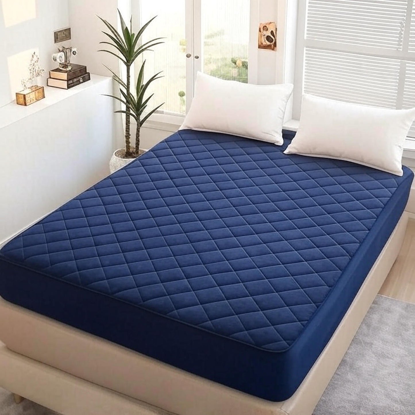 New Premium Quilted Waterproof Mattress Protector For Double Bed