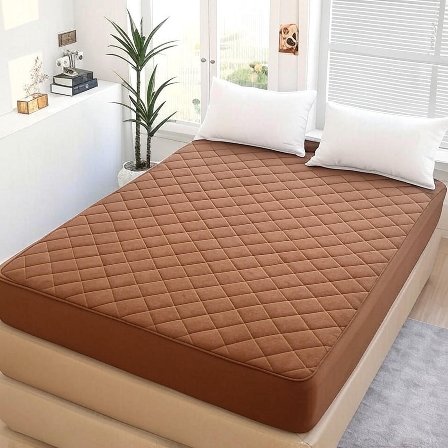 New Premium Quilted Waterproof Mattress Protector For Double Bed