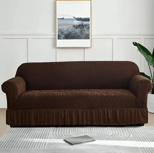 Zebra Style Velvet Sofa Cover (Brown)