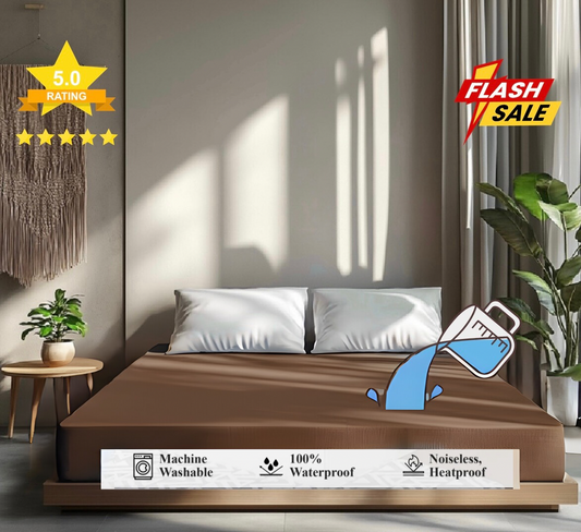 Royal Waterproof Mattress Cover  Terry Cotton Stuff Brown