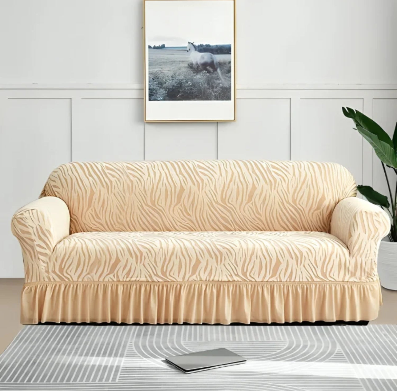 Zebra Style Velvet Sofa Cover (Skin)
