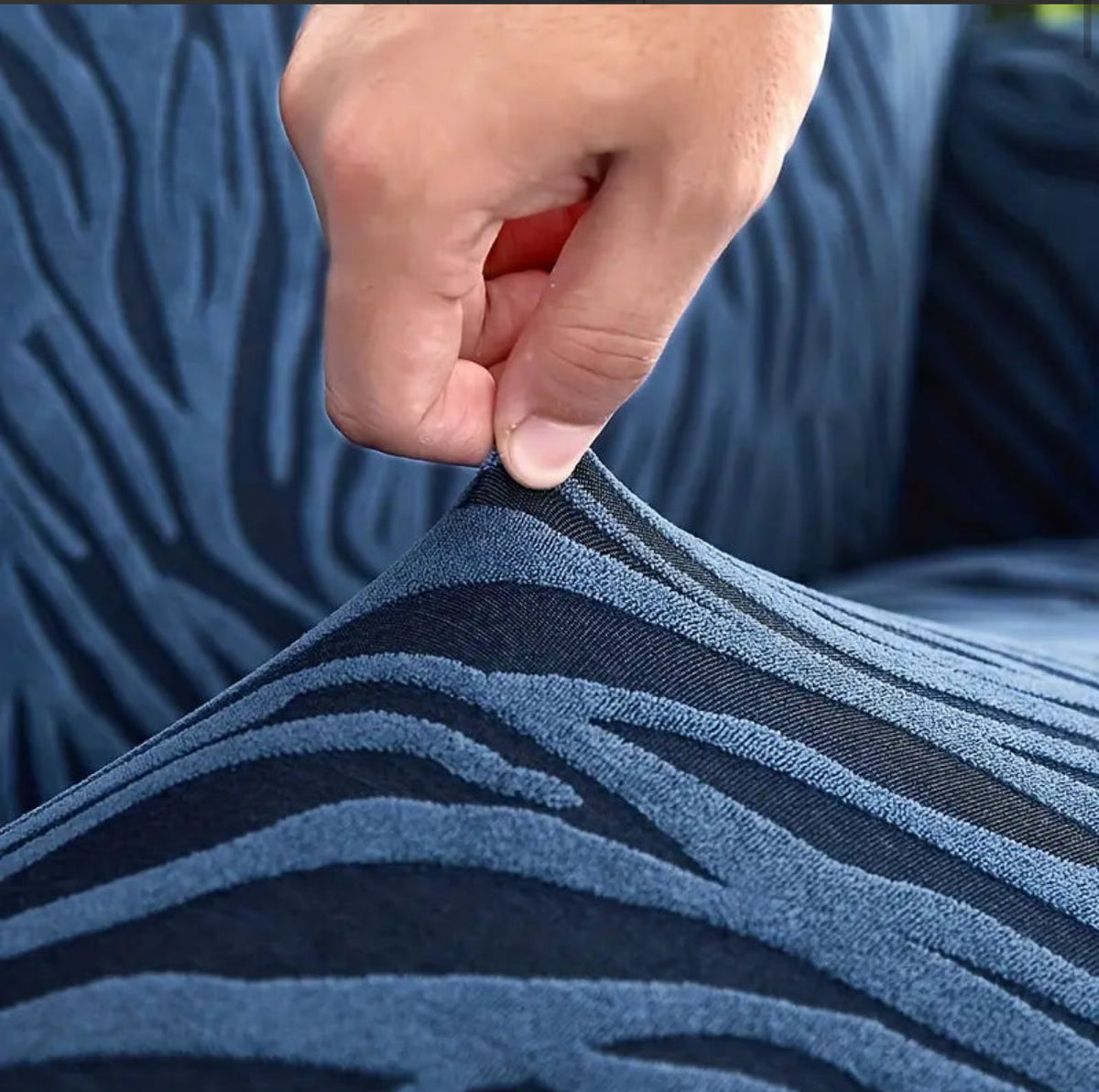 Zebra Style Velvet Sofa Cover (Bluish Zinc)