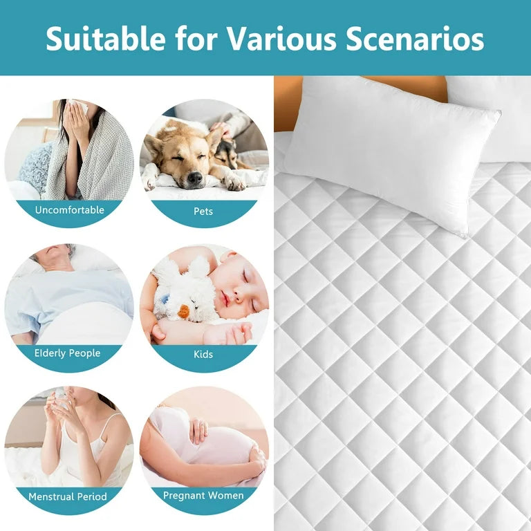Fluffy Quilted Waterproof Mattress Protector Plus Comforter 1 Inch Korean Warding Foam Inserted