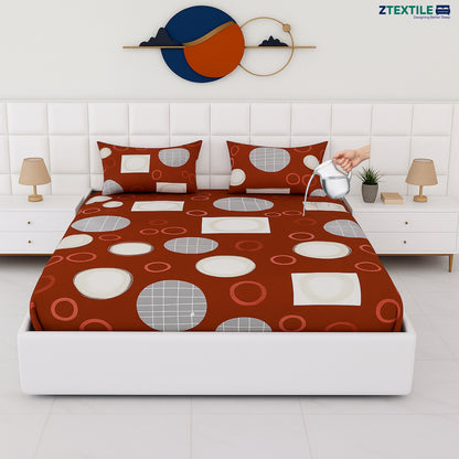 Printed 100% Waterproof Quilted Bedsheet with 2 Same Pillow Covers King Size