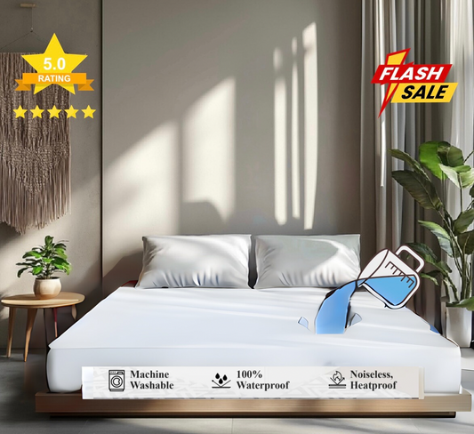 Royal Waterproof Mattress Cover  Terry Cotton Stuff White
