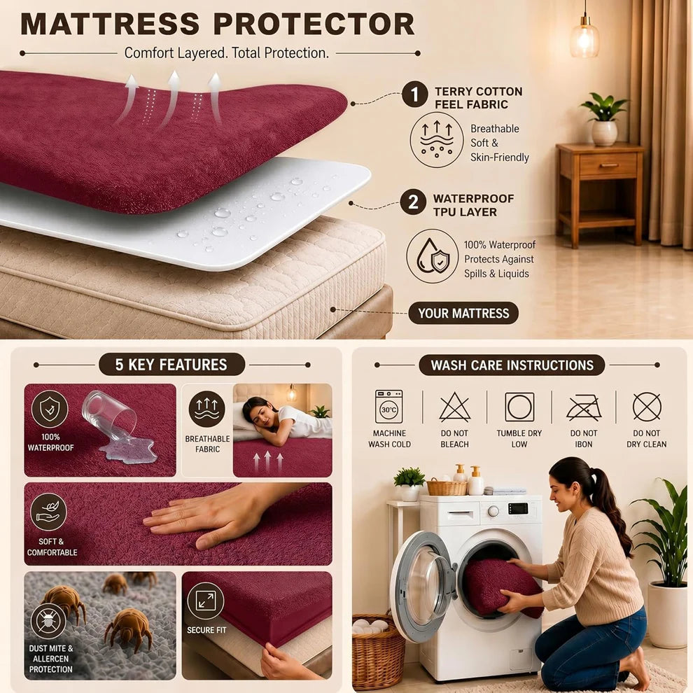 New Export Quality Waterproof Mattress Cover Terry Cotton Stuff