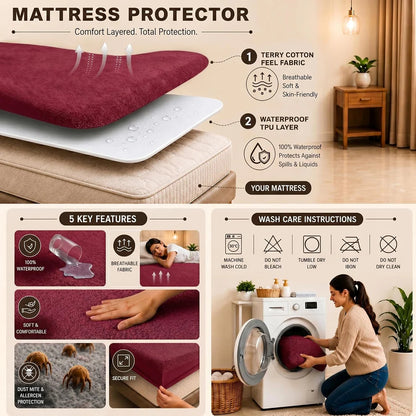 New Export Quality Waterproof Mattress Cover Terry Cotton Stuff