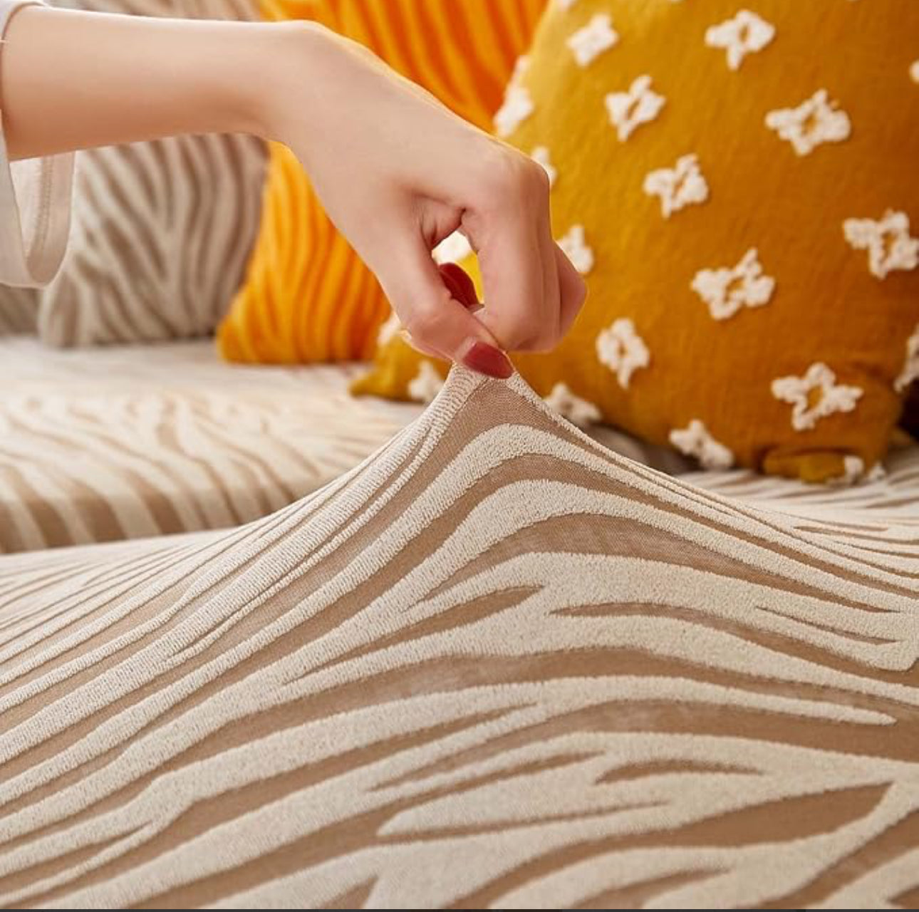 Zebra Style Velvet Sofa Cover (Skin)