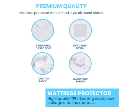 Printed 100% Waterproof Quilted Bedsheet with 2 Same Pillow Covers King Size