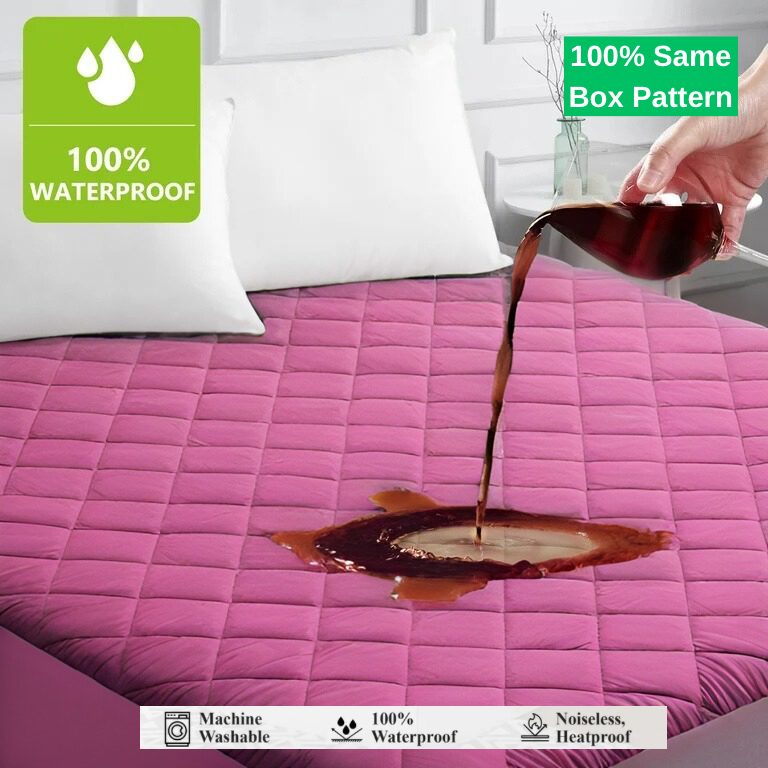 Fluffy Quilted Waterproof Mattress Protector Plus Comforter 1 Inch Korean Warding Foam Inserted