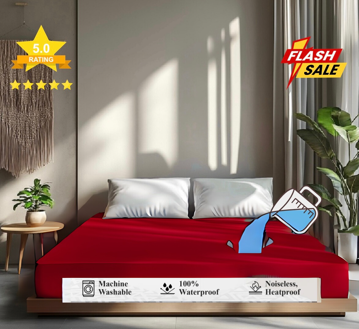 Royal Waterproof Mattress Cover  Terry Cotton Stuff Mehroon