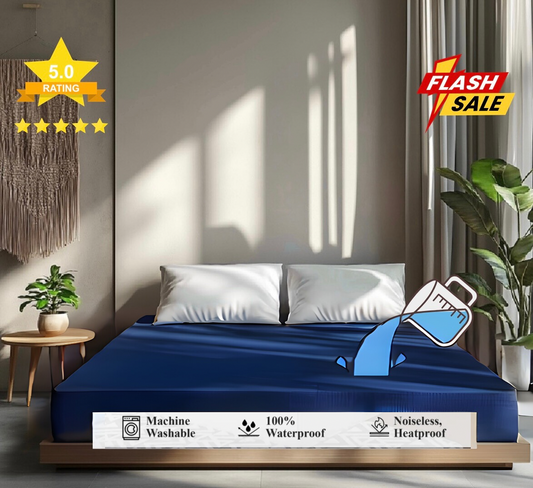 Royal Waterproof Mattress Cover  Terry Cotton Stuff Blue