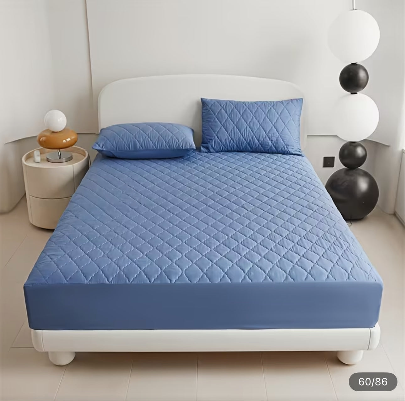 Fluffy Quilted Waterproof Mattress Protector Plus Comforter 1 Inch Korean Warding Foam Inserted