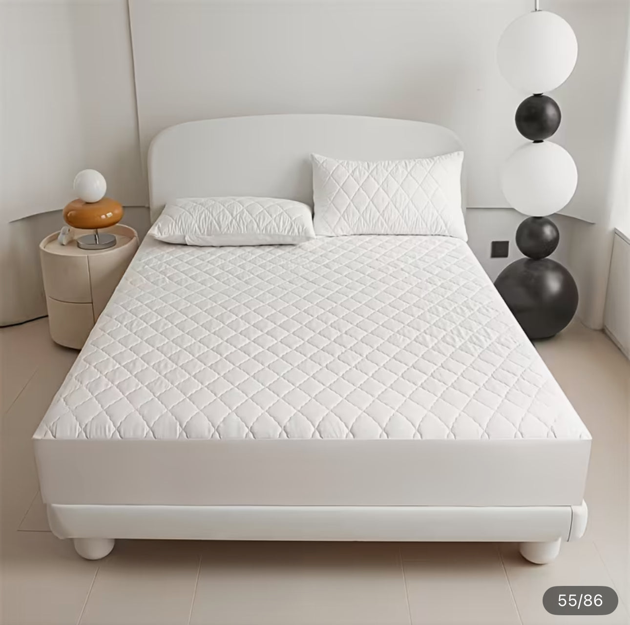Fluffy Quilted Waterproof Mattress Protector Plus Comforter 1 Inch Korean Warding Foam Inserted