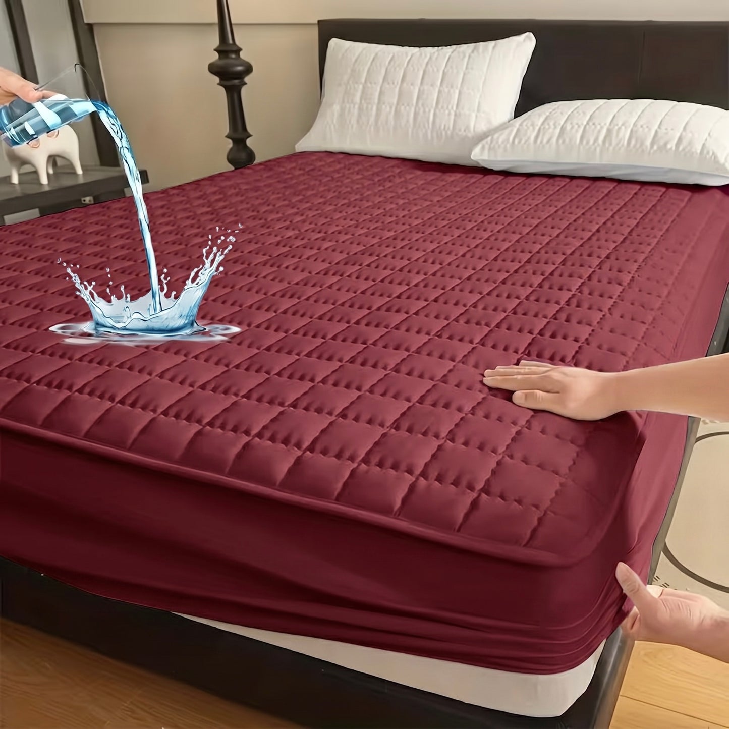 Soft Waterpoof Mattress Protector Quilted Pattern Breathable Material