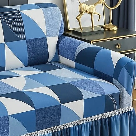 Printed Jersey Fabric Sofa Cover – Stylish & Comfortable (Blue Box)