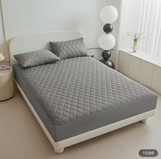 Fluffy Quilted Waterproof Mattress Protector Plus Comforter 1 Inch Korean Warding Foam Inserted