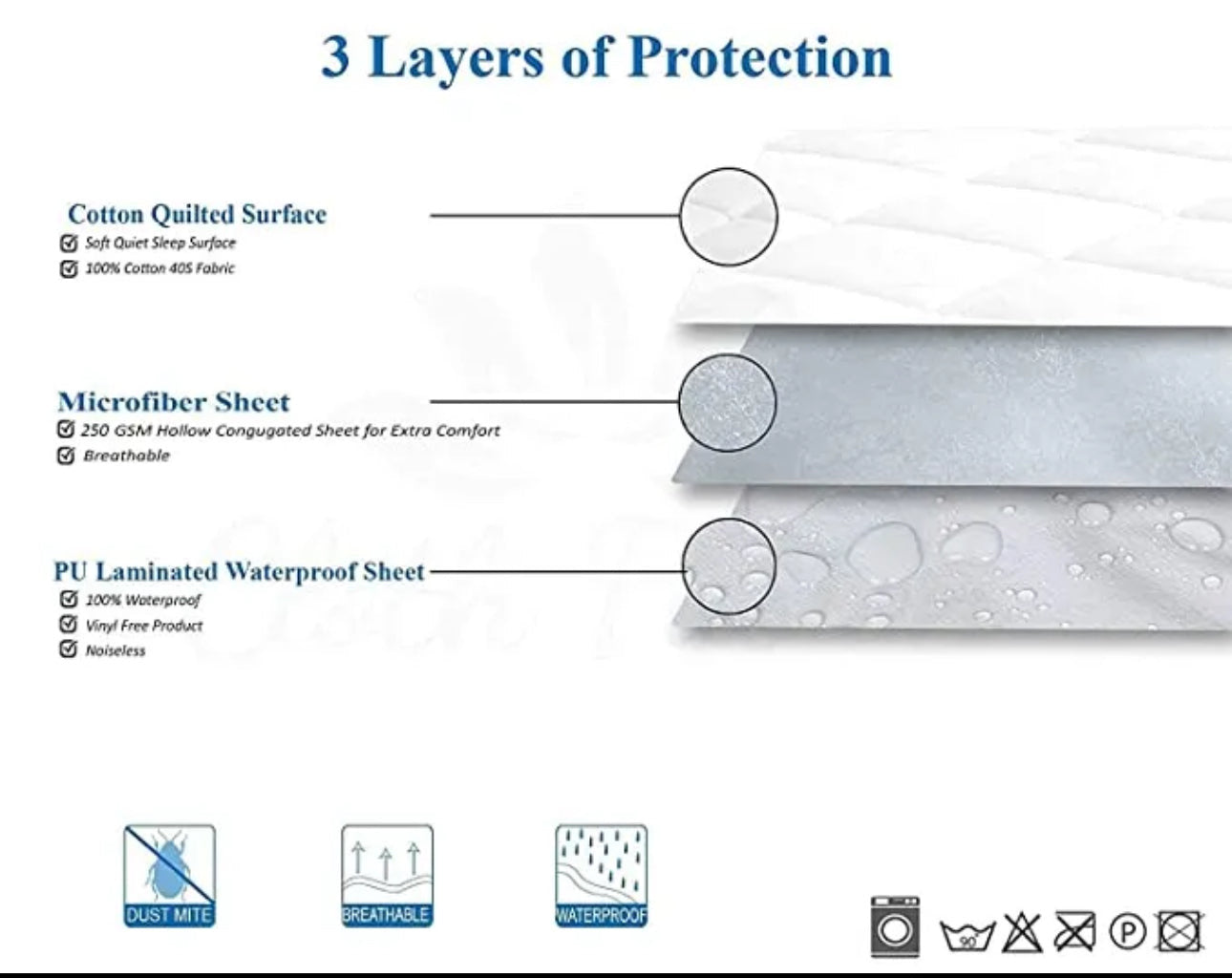 Fluffy Quilted Waterproof Mattress Protector Plus Comforter 1 Inch Korean Warding Foam Inserted