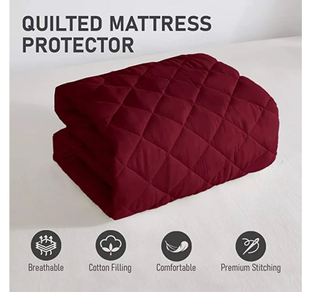 New Premium Quilted Waterproof Mattress Protector For Double Bed