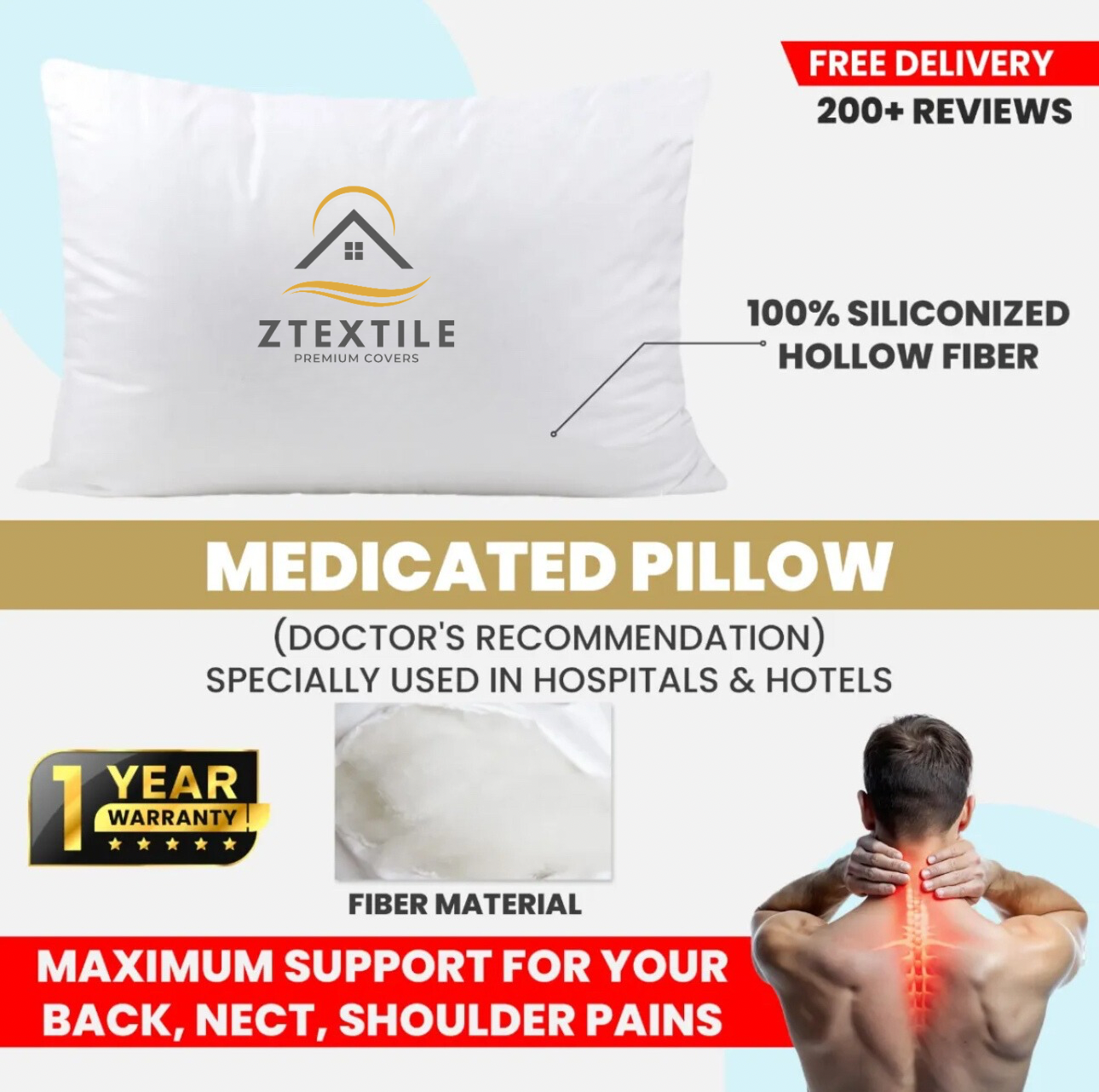 Pillow – Filled with Korean Hollow Fibers