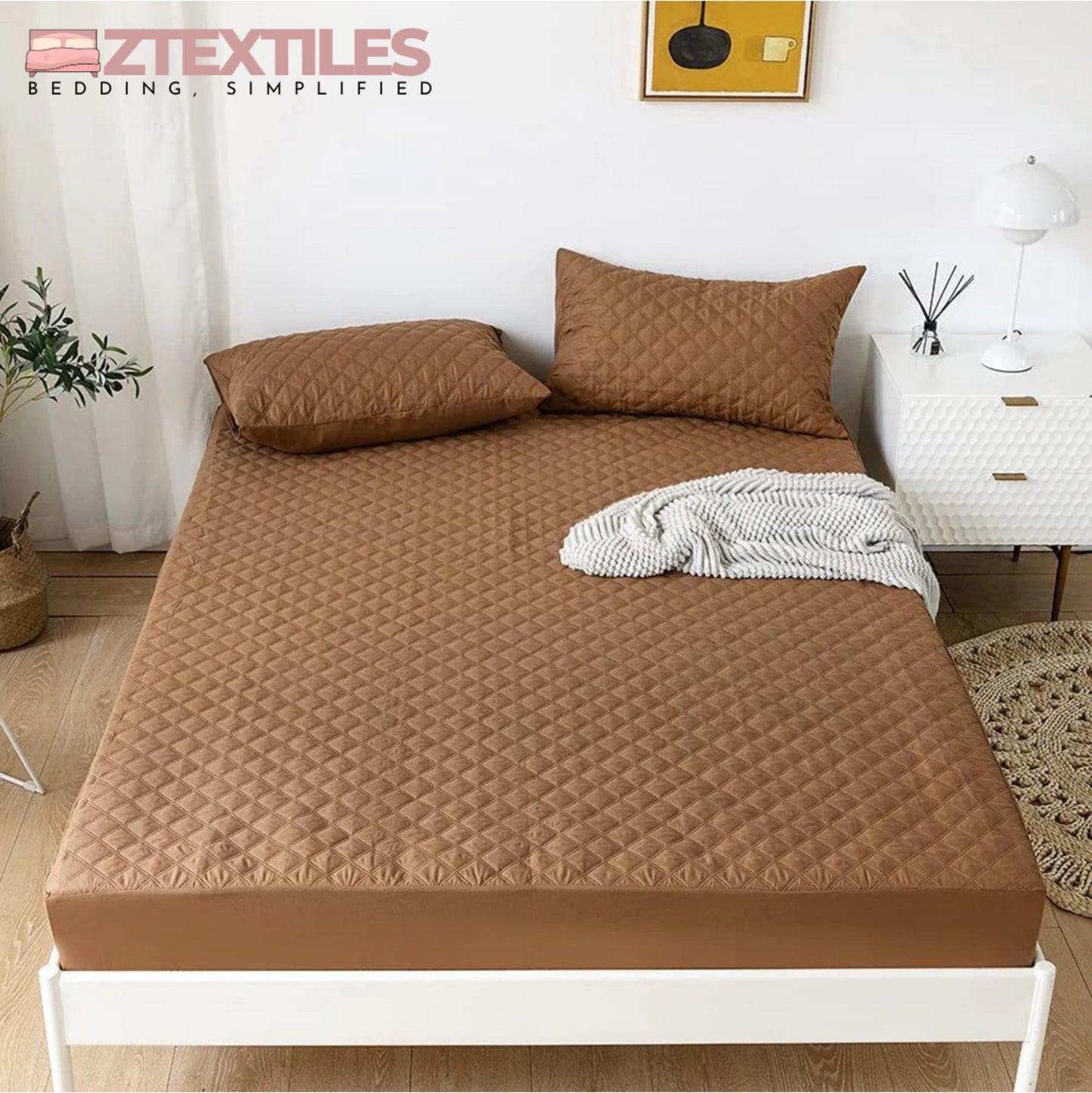 Premium Quilted Waterproof Mattress Protector King Size Pink Color
