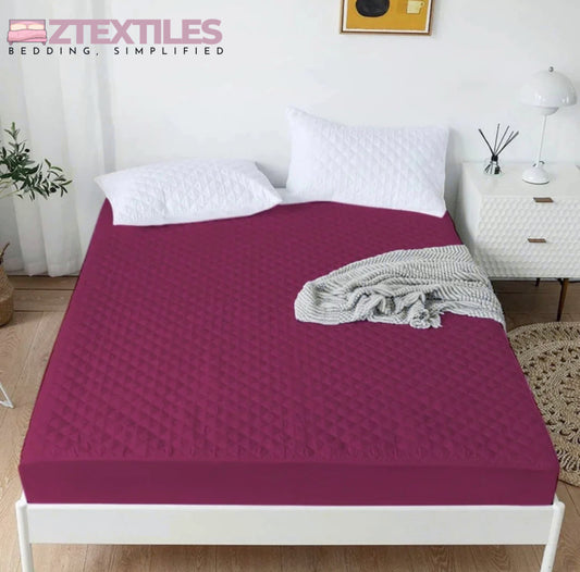 Premium Quilted Waterproof Mattress Protector King Size Pink Color