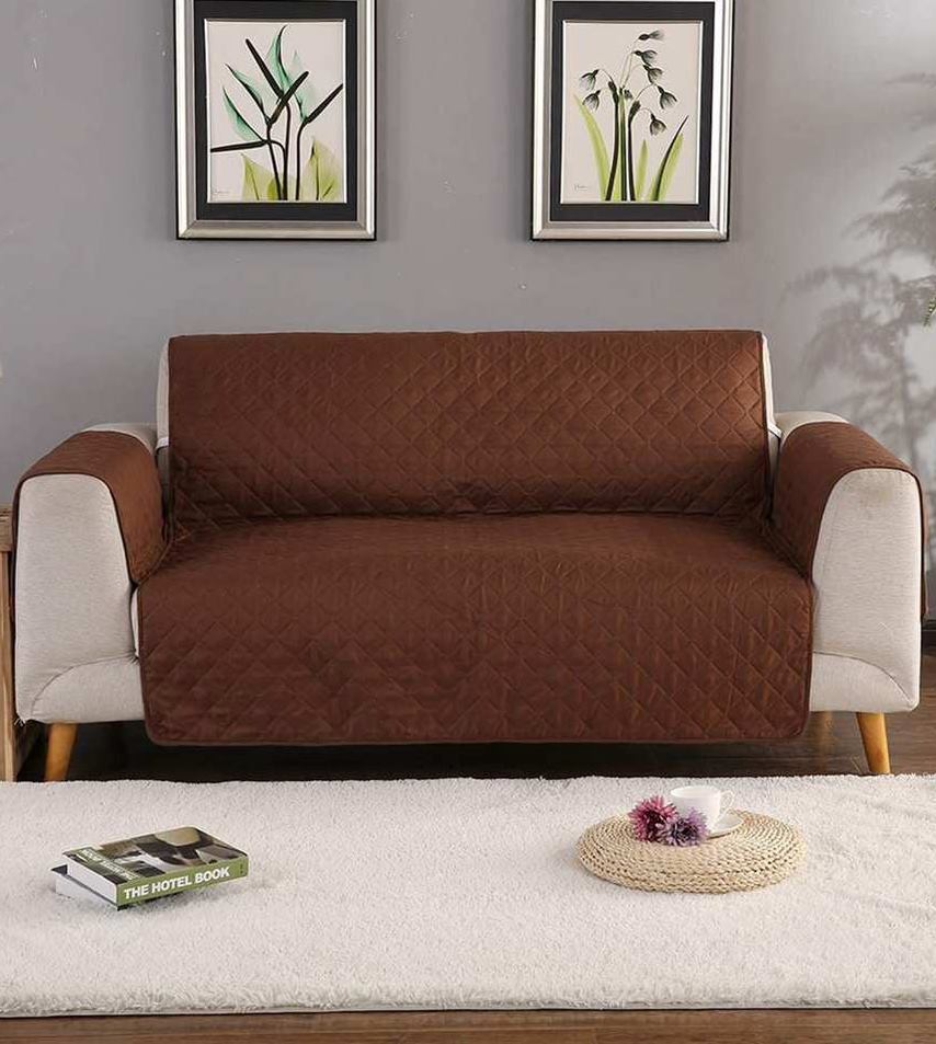 Quilted Sofa Cover (Brown)