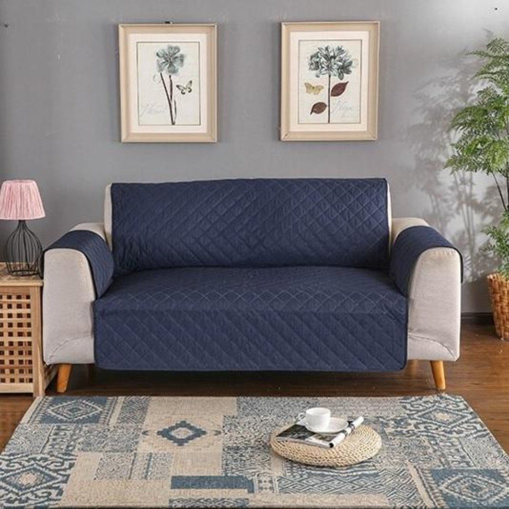 Quilted Sofa Cover (Blue)